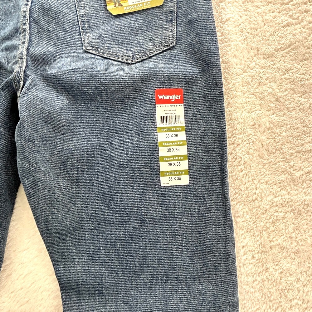 Wrangler Jean Men's 38X36 Blue Dark Wash Stretch Denim Regular Fit - Picture 5 of 10